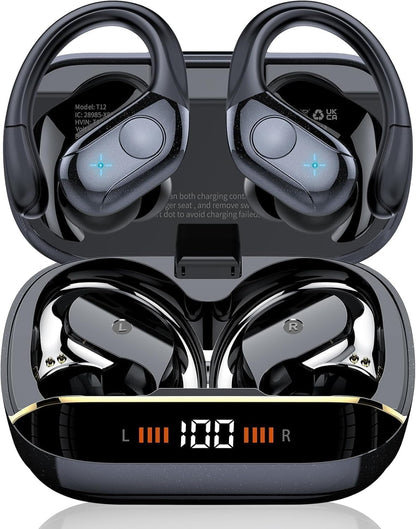 75H Sports Wireless Earbuds Bluetooth 5.4 Headphones Stereo Deep Bass,Black
