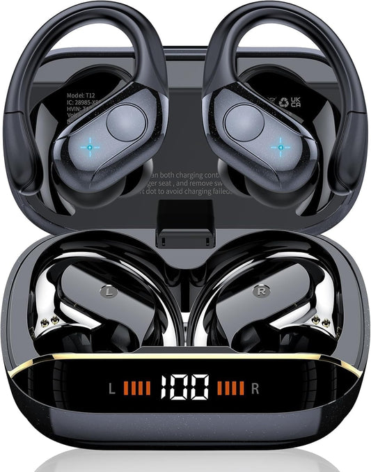 75H Sports Wireless Earbuds Bluetooth 5.4 Headphones Stereo Deep Bass,Black