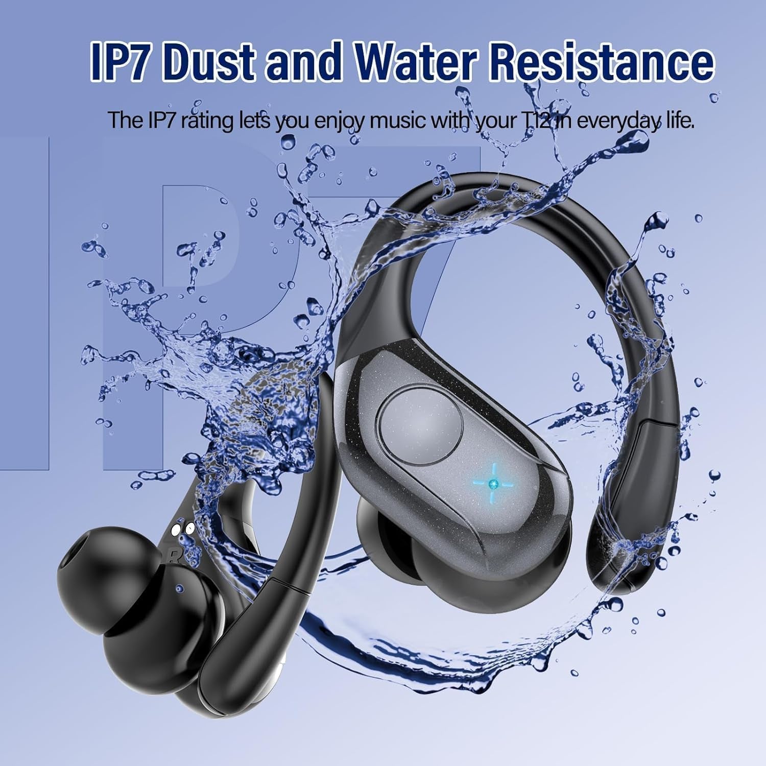 75H Sports Wireless Earbuds Bluetooth 5.4 Headphones Stereo Deep Bass,Black