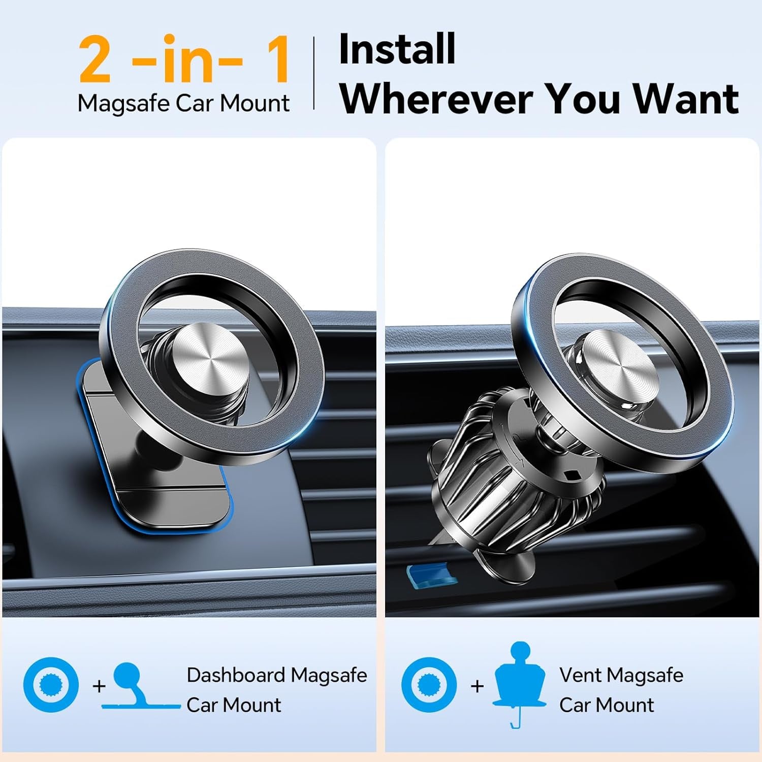 for Magsafe Car Mount,Magnetic Car Phone Holder Mount Air Vent Dash