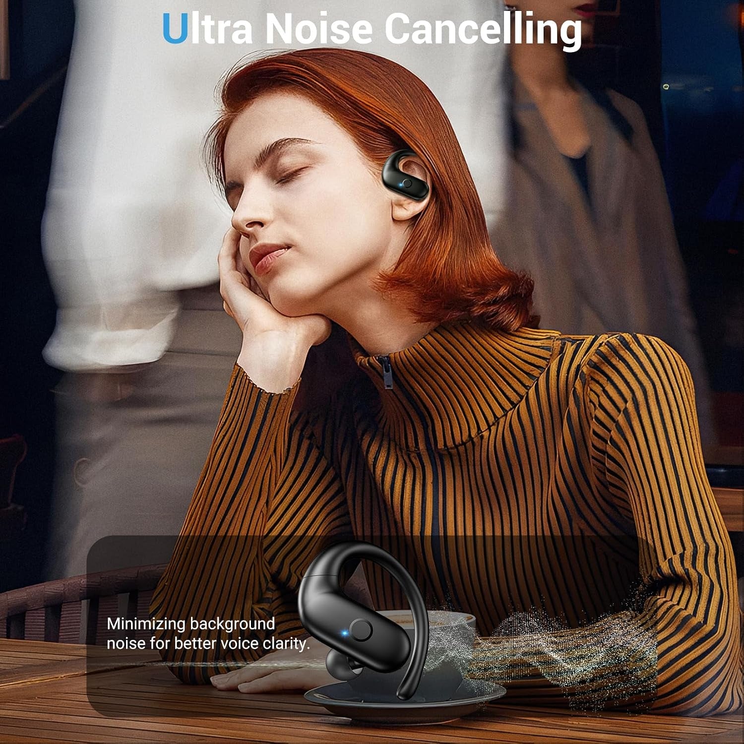 Sport Wireless Earbuds,60Hrs BT5.4 ENC IPX7 Waterproof Earhooks Deep Bass