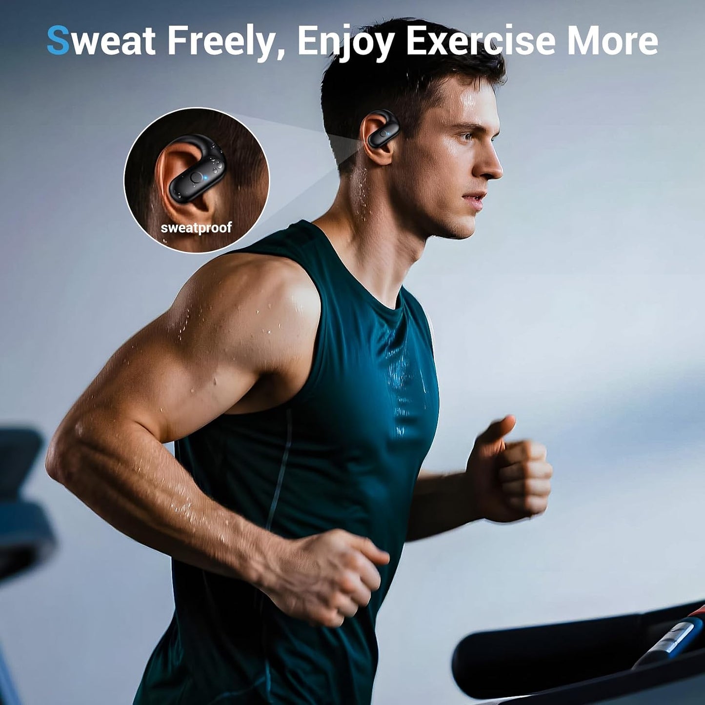 Sport Wireless Earbuds,60Hrs BT5.4 ENC IPX7 Waterproof Earhooks Deep Bass