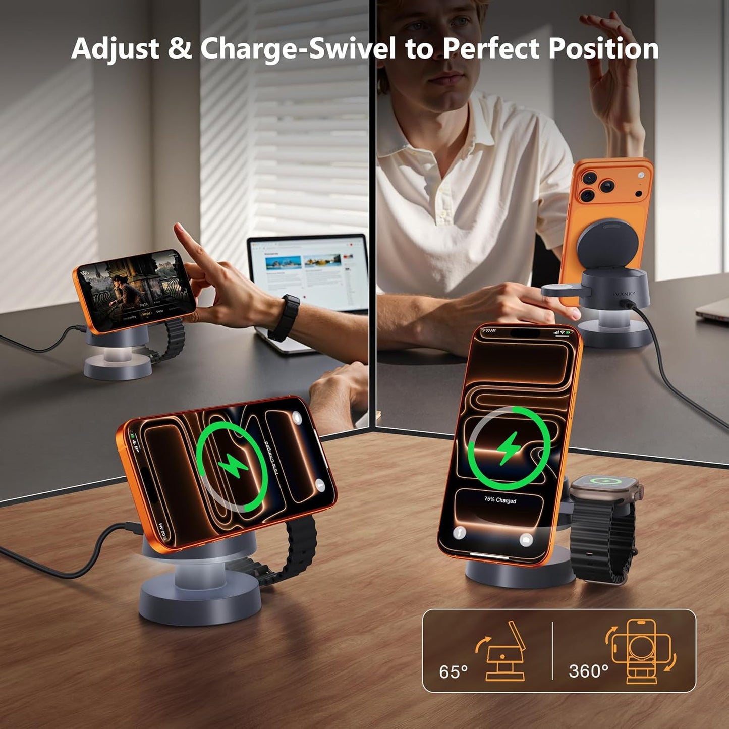 3 in 1 Wireless Charger for Apple Iphone Magsafe Charging Station