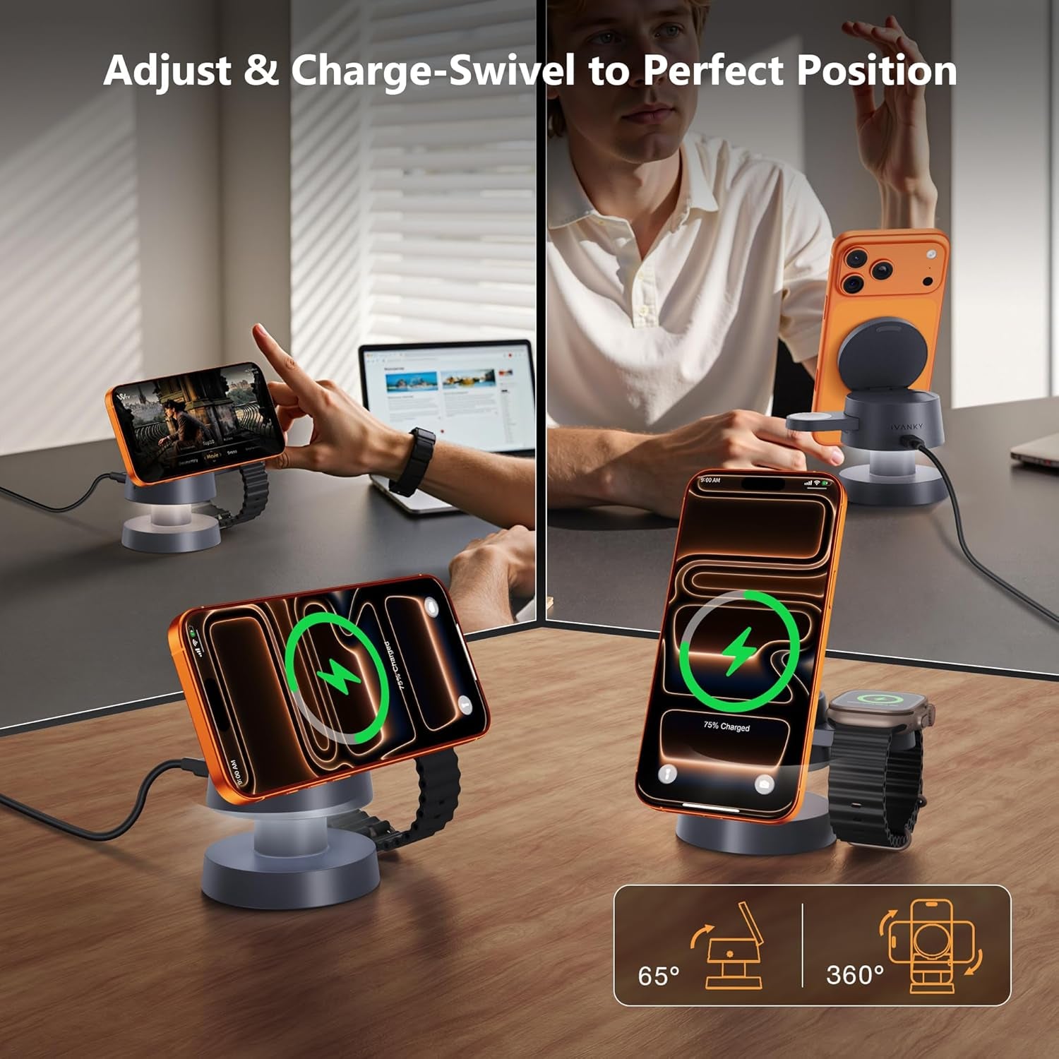 3 in 1 Wireless Charger for Apple Iphone Magsafe Charging Station