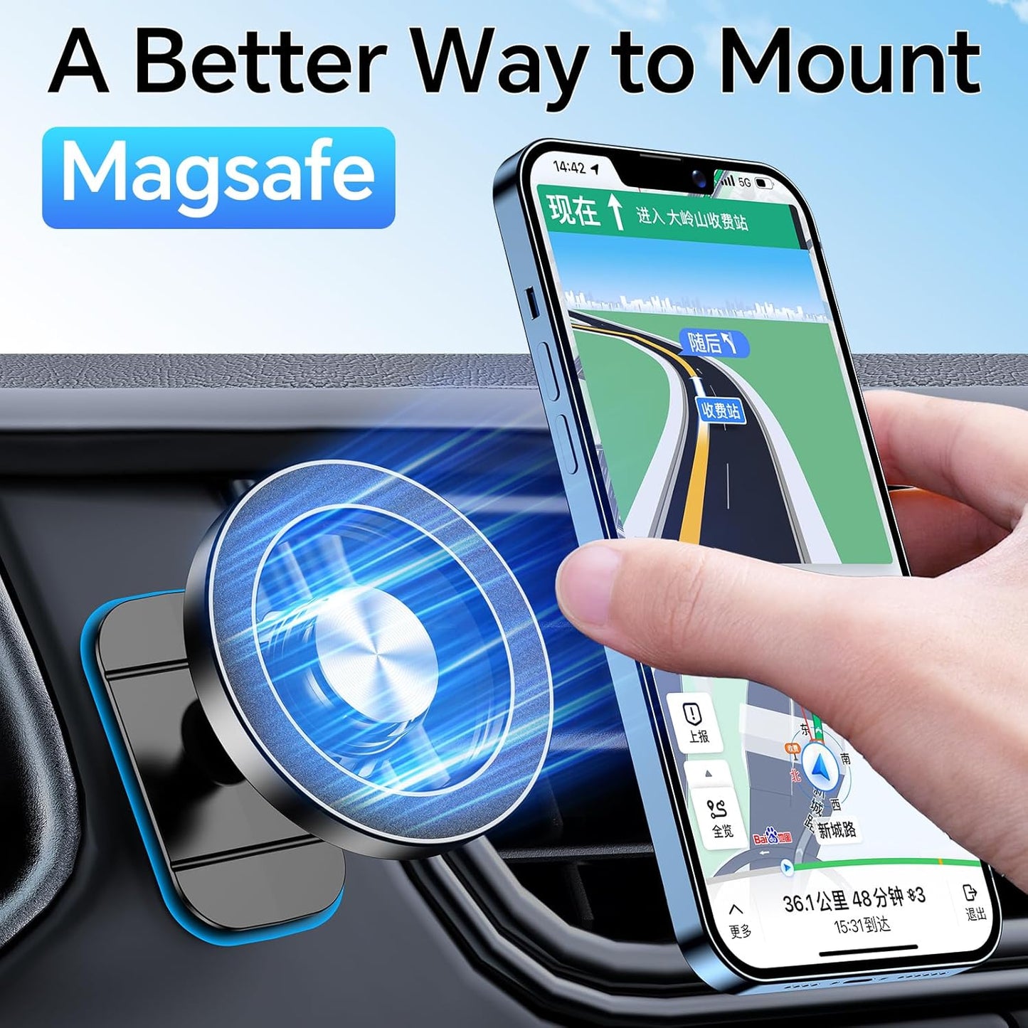 for Magsafe Car Mount,Magnetic Car Phone Holder Mount Air Vent Dash