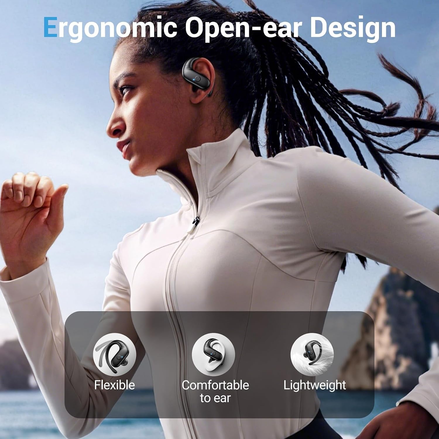 Sport Wireless Earbuds,60Hrs BT5.4 ENC IPX7 Waterproof Earhooks Deep Bass